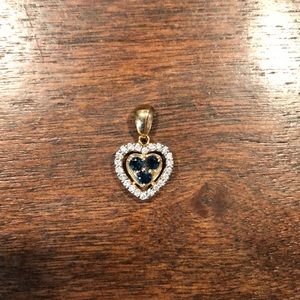 Gold Sapphire and Diamond Heart Pendant